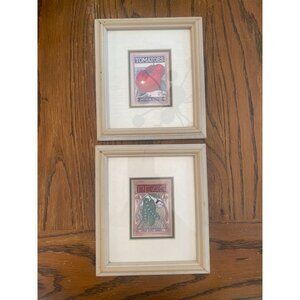 Vintage Framed Seed Packet Art Prints Tomatoes & Peas By Smithson Seed Co. & Gol